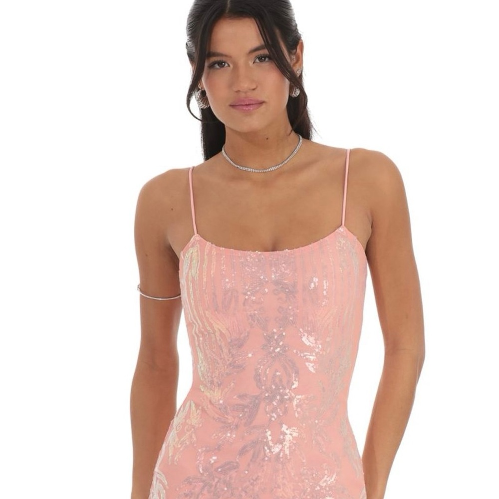 Lucy in the Sky Pink Sequin Spaghetti Strap Dress